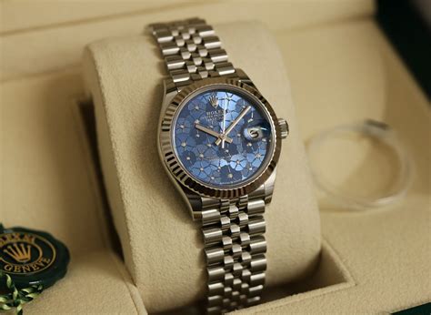 rolex datejust blue flower|rolex datejust blue face price.